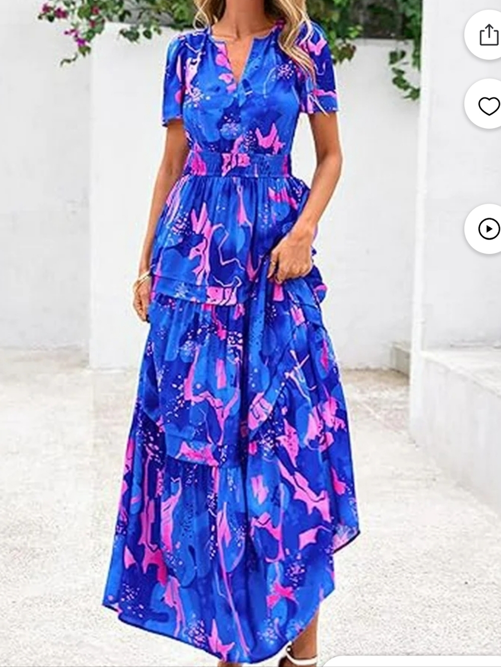 NWOT PrettyGarden Vibrant Blue and Pink Women's Midi Dress - Picture 4 of 11